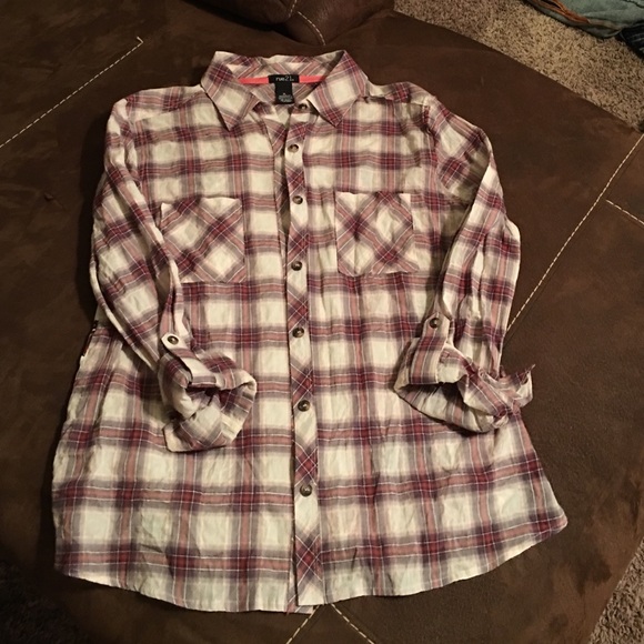 Plaid button down with floral back