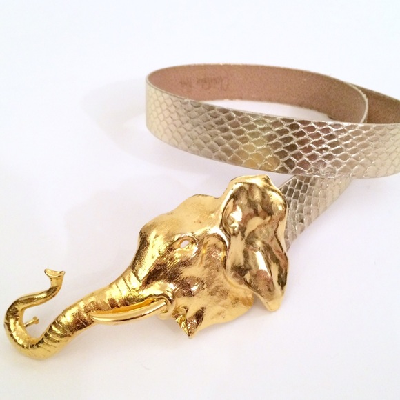 Christopher Ross Accessories - Christopher Ross Gold Elephant Snakeskin Belt