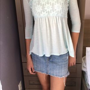 Abercrombie & Fitch Distressed denim mini skirt