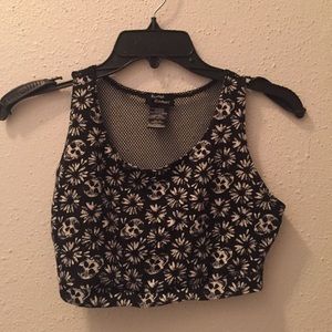 Skull and flower crop top