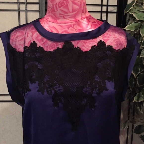 Purple Dressy Lace Detail Tank Tee - Picture 3 of 4