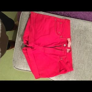 Red high waisted shorts
