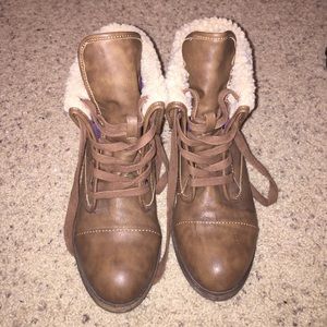 Brown combat boots