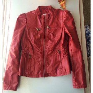 Red (faux) leather jacket