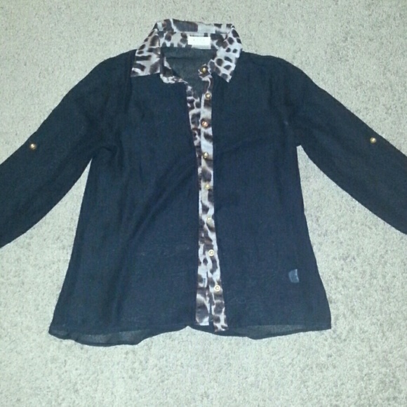 Shimmery black and leopard dress shirt