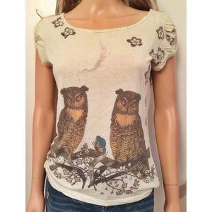 Urban Outfitters Luxe Owl Distressed T Shirt