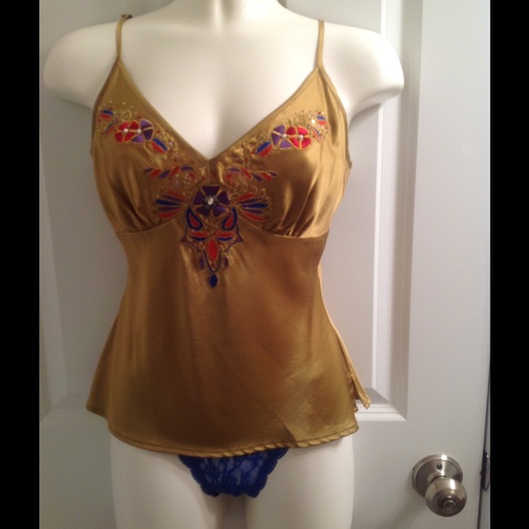 Embellished & embroidered silk cami w/NWT VS panty