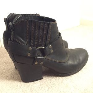 Black leather booties motorcycle boots