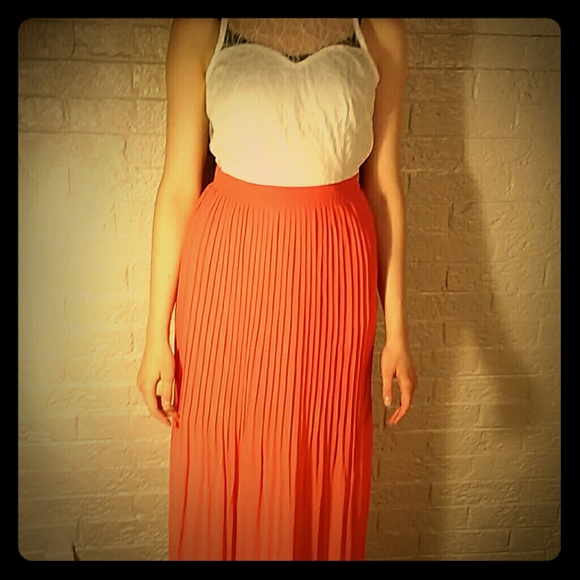Coral and white maxi dress