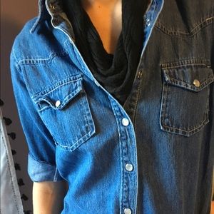 Denim 3/4 sleeve button up shirt
