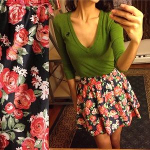 A&F high waisted floral skirt