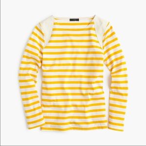 Jcrew striped suede shoulder long sleeve tshirt.