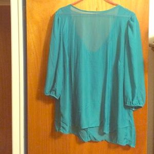 NWOT Beautiful Teal Colored Sheer Top