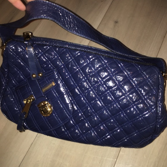 Blue patent leather quilted Marc Jacobs bag