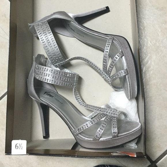 Silver Sparkle Strap Heels