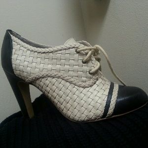 Leather two tone ankle boots