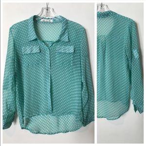 Polka dot button down