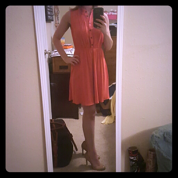 Button up coral dress