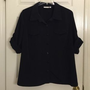 Susan Graver black camp shirt