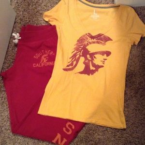 USC Sweatpants and V-neck Tee