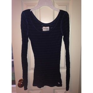 Navy blue striped long sleeved tshirt