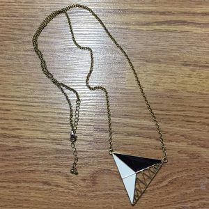 Black white triangle pendant necklace