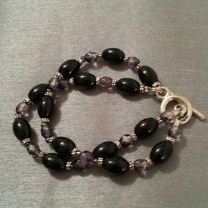Black double strand beaded bracelet