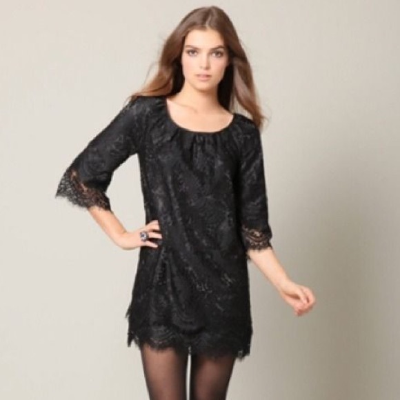 Anthropologie Leifsdottir Black Lace Shift Dress