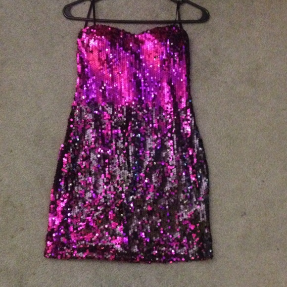 A small reversible sequin dress