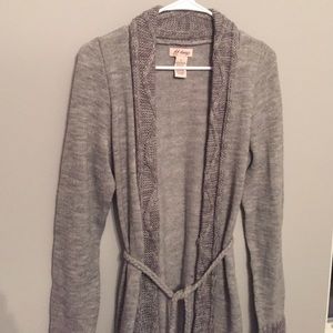 Long Gray cardigan with rope belt