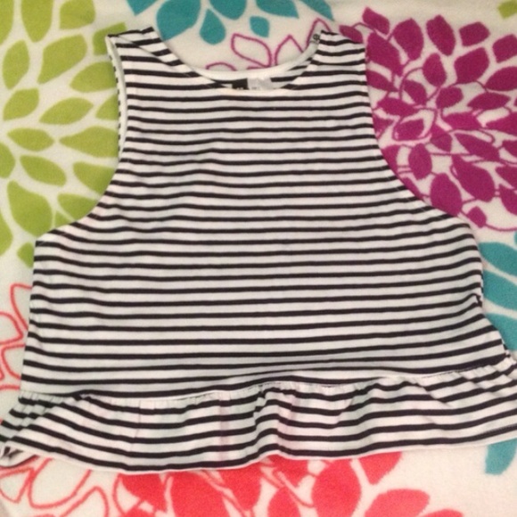 2 Striped crop peplum top H&M
