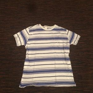 White and blue striped shirt