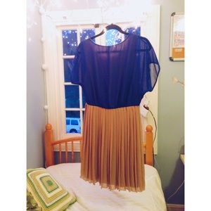 Flowy blue and tan dress