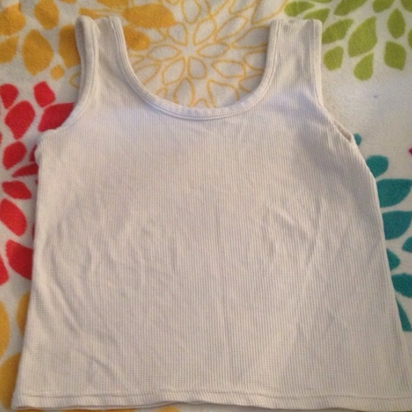 SOLD white textured crop tank