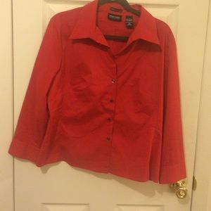 Red button down shirt