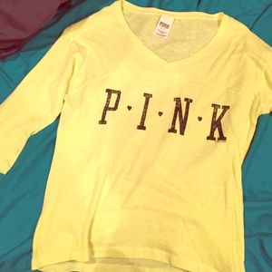 Bright Yellow shirt from VS Pink. 3/4 sleeve