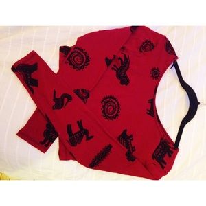 Red tribal print crop top
