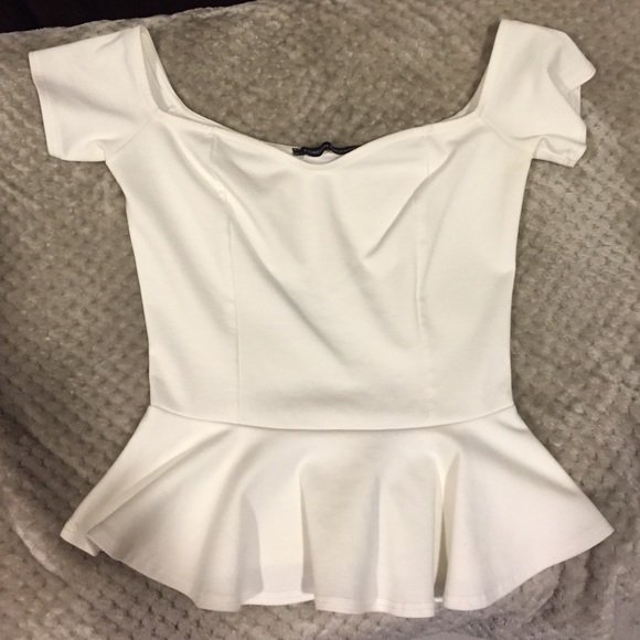 White peplum off the shoulder top