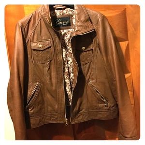Guess brown leather jacket (contact before purch)
