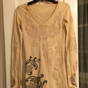 Bejeweled tan long top or dress. Size small