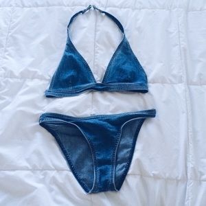 Rampage Swim Faux Denim Bikini Swim Suit