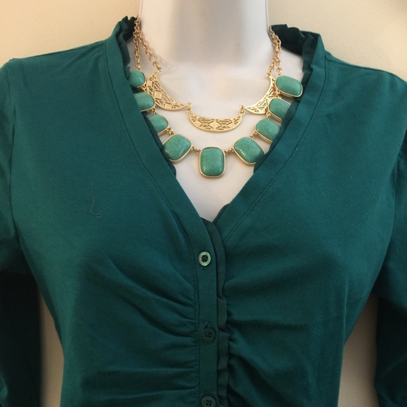NWT Laura Scott green top with lace detail. - Picture 2 of 4