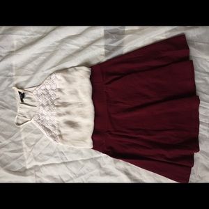Maroon Highwaisted Skater Skirt
