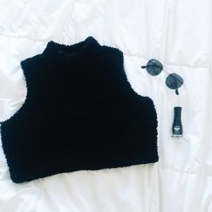 Vintage Faux Fur Black Turtleneck
