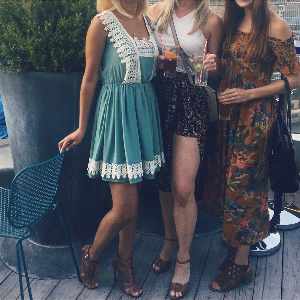 Green & Cream Crochet Heidi Dress