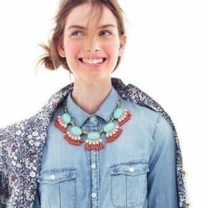 Turquoise fan fringe necklace