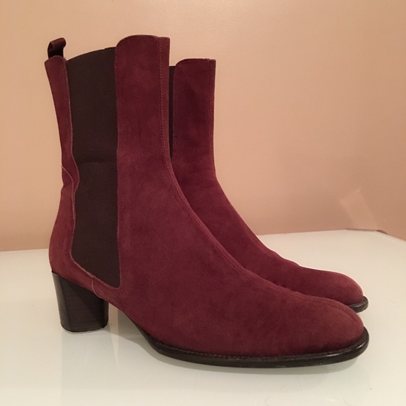 DKNY Shoes - DKNY Burgundy Red Chelsea Slim Pull On AnkleBoots