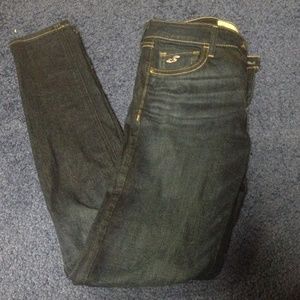 High waisted dark wash denim jeans