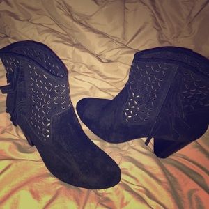 Black suede booties. Super cute!!