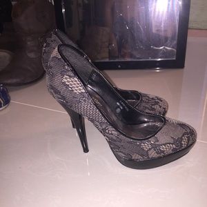 Black Nude Lace Stiletto Pumps Steve madden